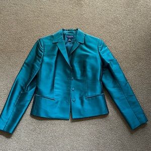 Ann Taylor Teal Satin Blazer